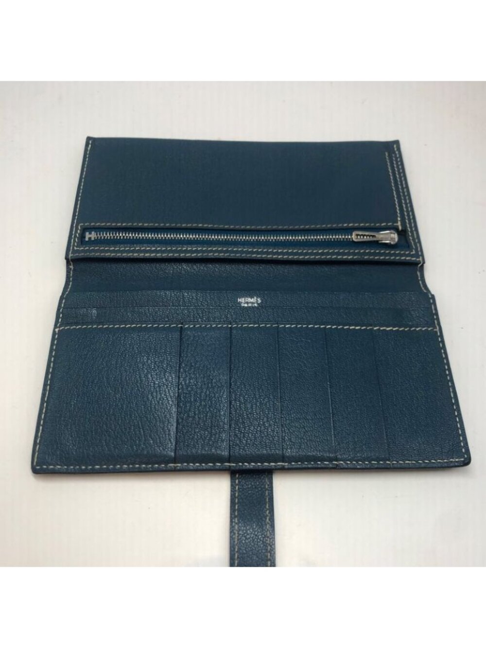★SOLD★ Hermes Bifold Wallet Bearn Blue Card Billfold - Picture 4 of 16
